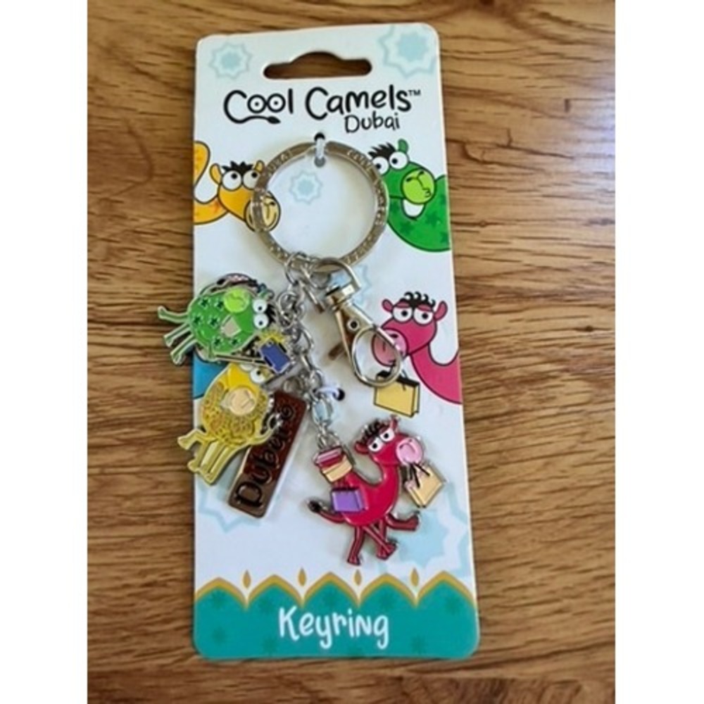 NWT Cool Camels Dubai Multi Charm Enamel Keyring Souvenir Lobster Clasp Multi